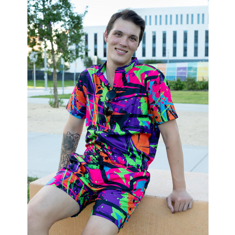 80S Colorful Graffiti Funny Male Romper