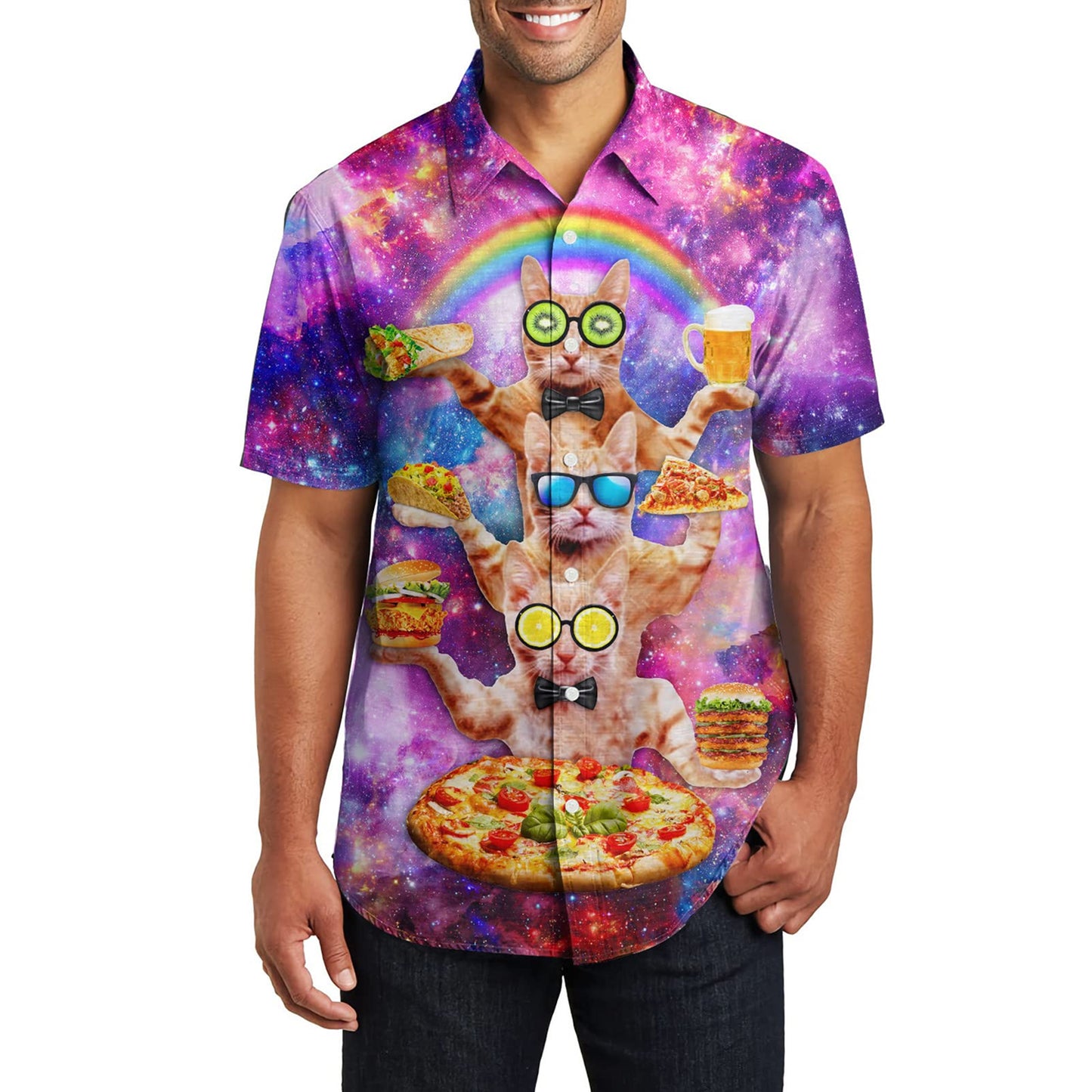 Bier Pizza Kat Grappig Hawaiiaans Shirt