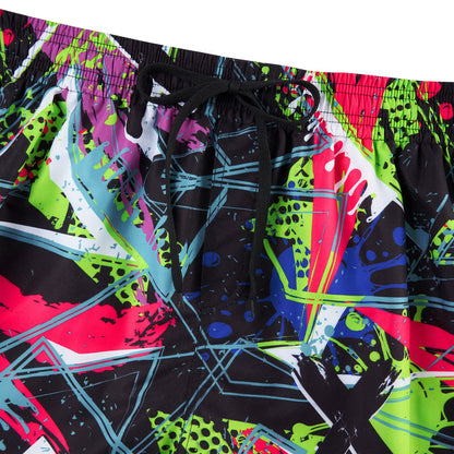 80s Colorful Geometric Funny Board Shorts