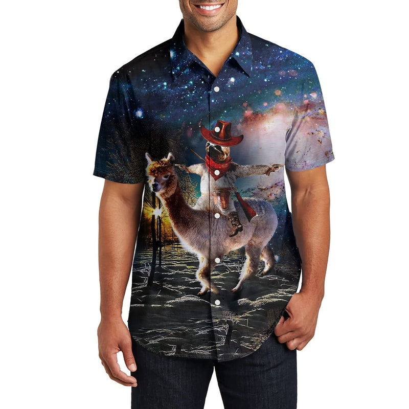 Sloth Riding Llama Funny Hawaiian Shirt