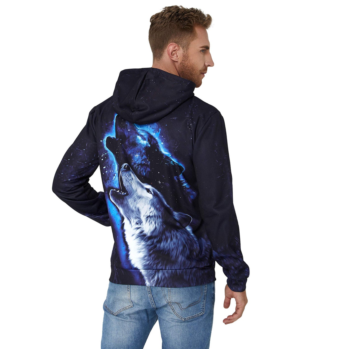Blauer heulender Wolf Lustiger Kapuzenpullover
