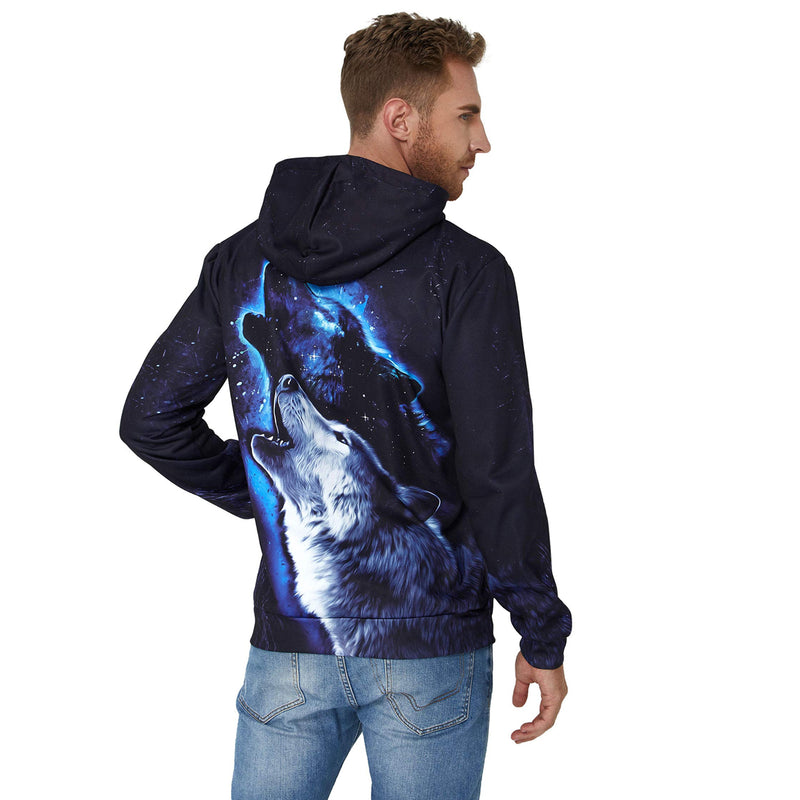 Blue Howling Wolf Funny Hoodie