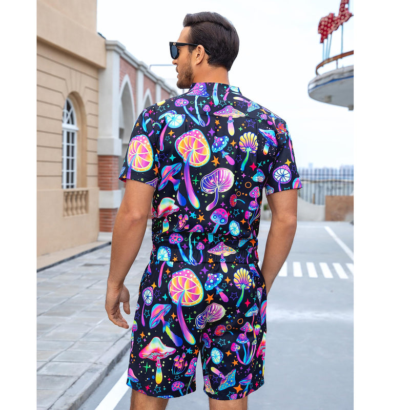 Neon Mushroom Funny Male Romper