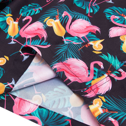 Lustige Boardshorts mit Flamingo-Motiv, Pink