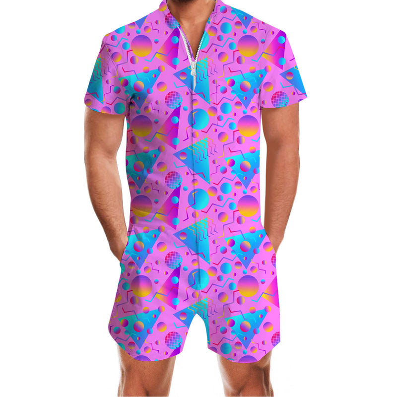 80S Retro Funny Male Romper