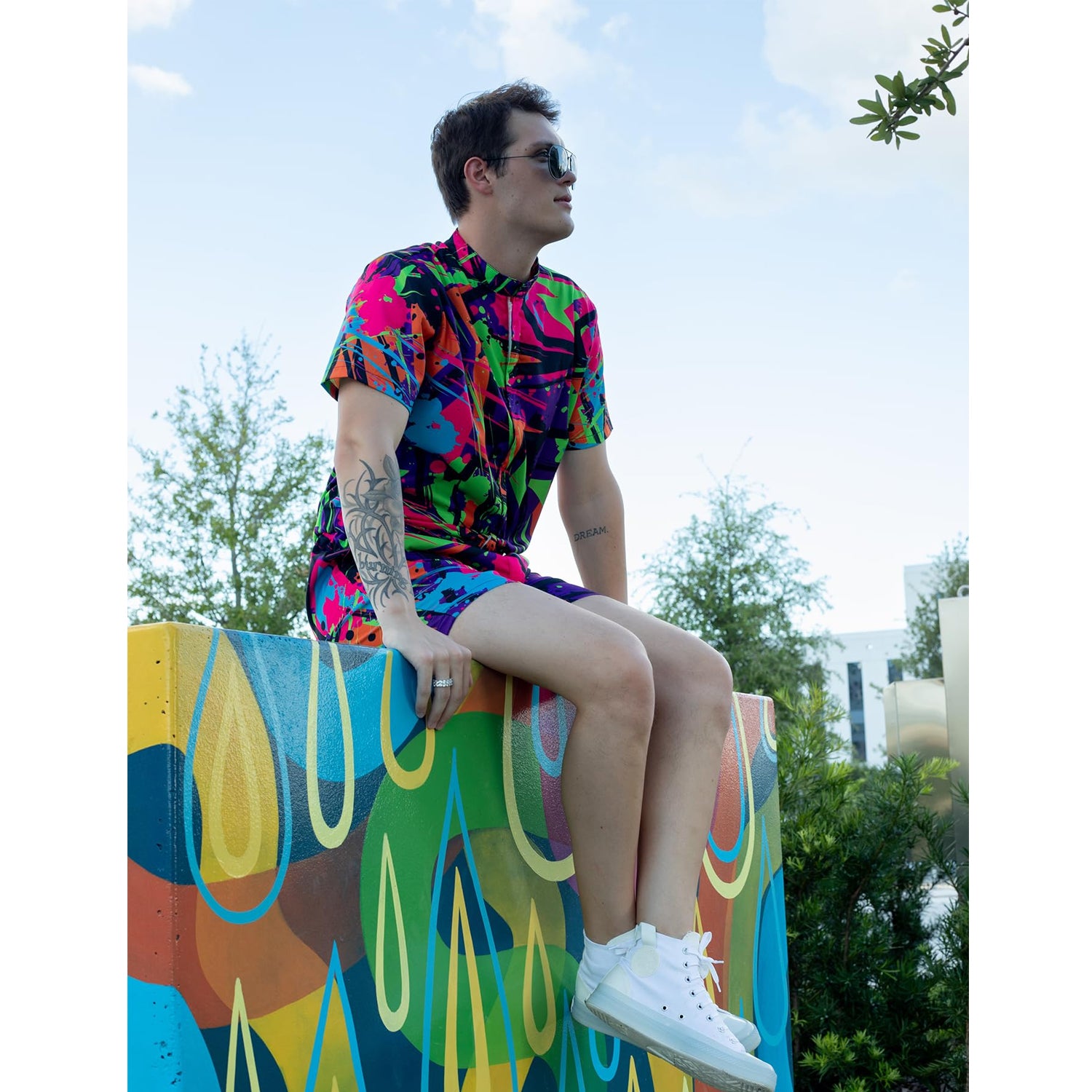 80S Colorful Graffiti Funny Male Romper – D&F Clothing®