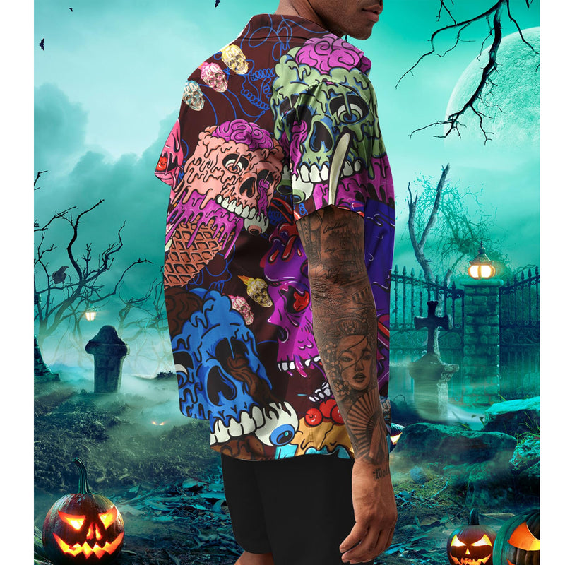 Colorful Melting Skull Funny Hawaiian Shirt