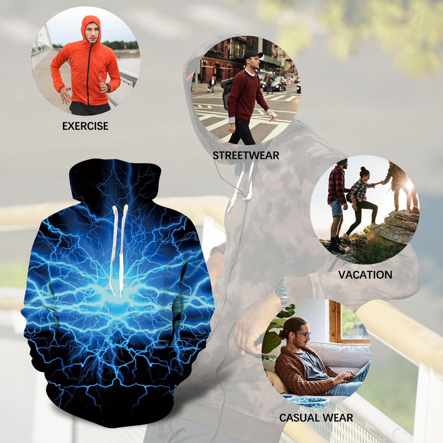 Blauwe verlichting grappige hoodie