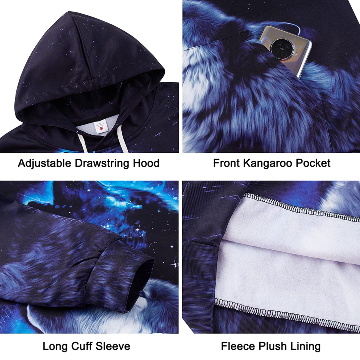 Blauer heulender Wolf Lustiger Kapuzenpullover