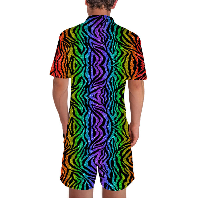 Colorful Leopard Funny Men Romper