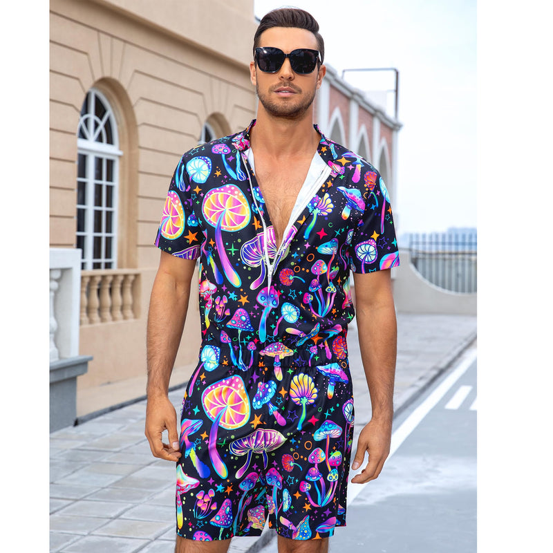 Neon Mushroom Funny Male Romper