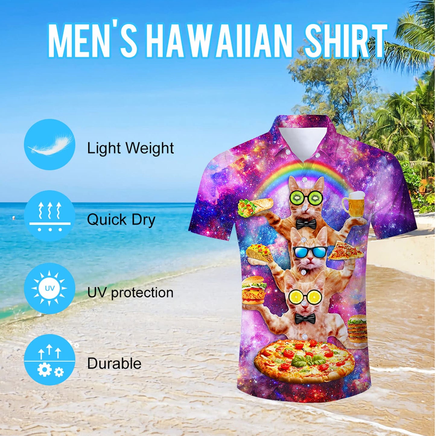 Bier Pizza Kat Grappig Hawaiiaans Shirt