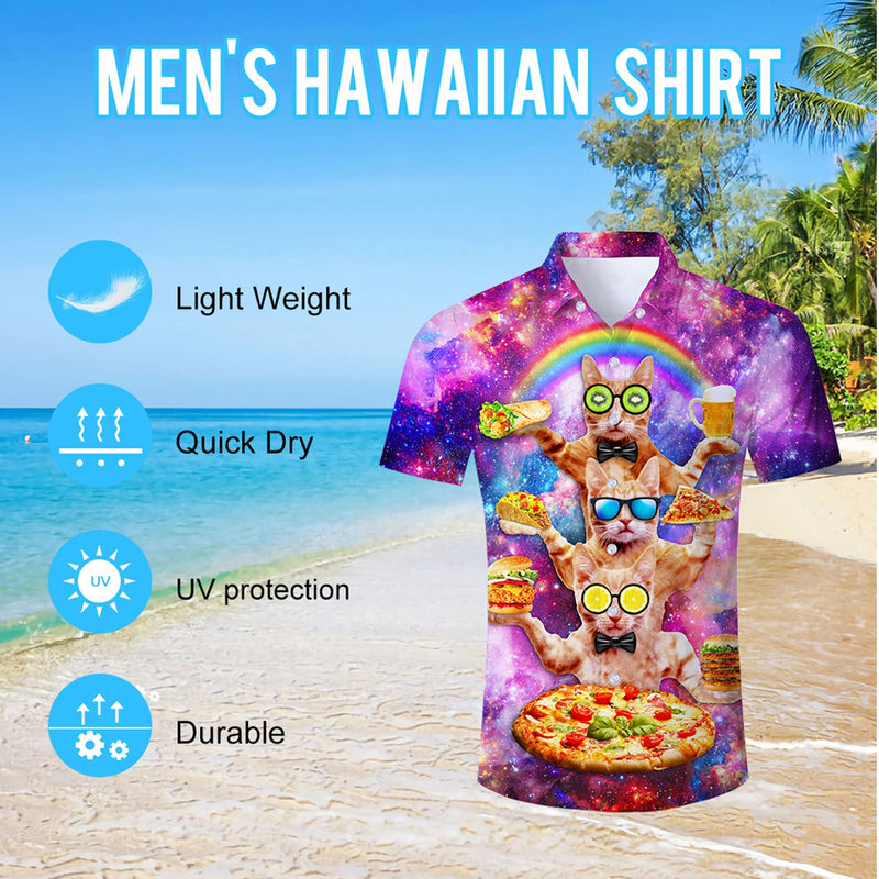 Beer Pizza Cat Funny Hawaiian Shirt