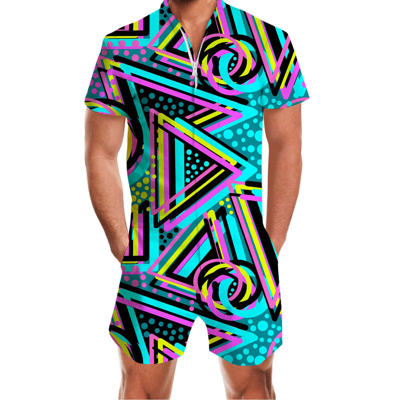 80S Retro Funny Male Romper