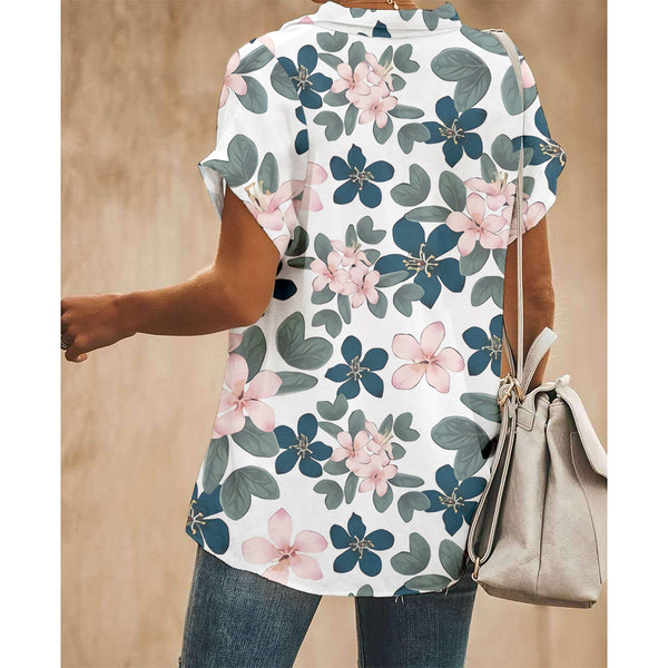 Floral Leaf Women Button Up Shirt