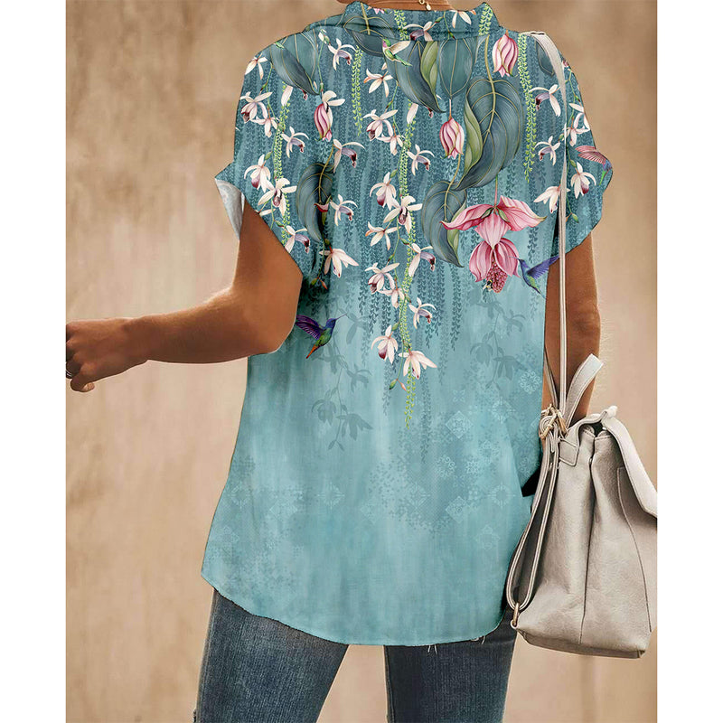 Floral Wicker Women Button Up Shirt