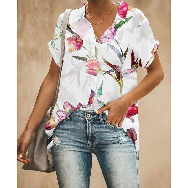 Floral Women Button Up Shirt