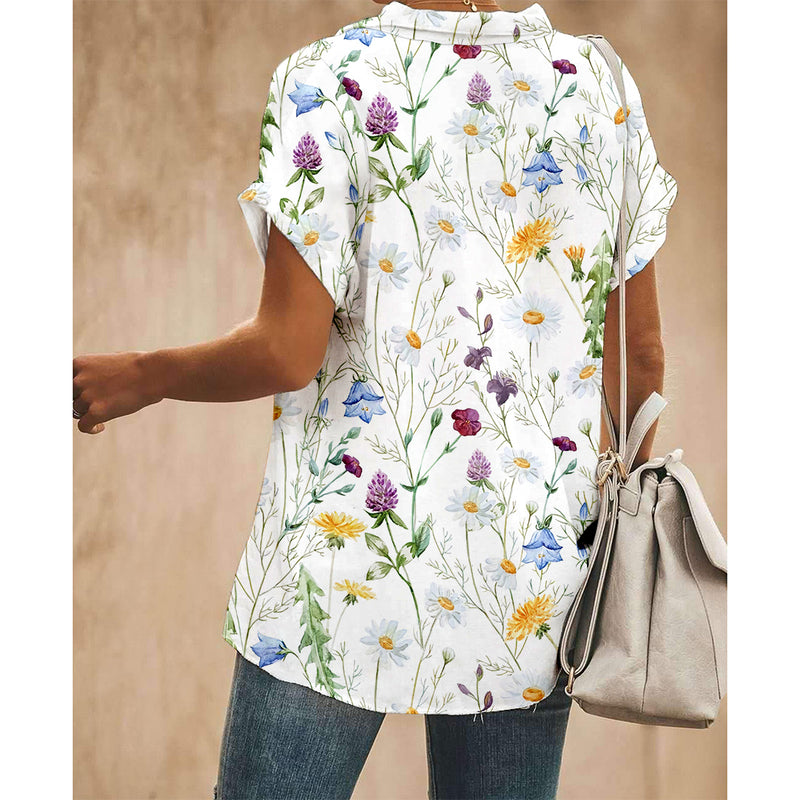 Small Flowers Women Button Up Shirt