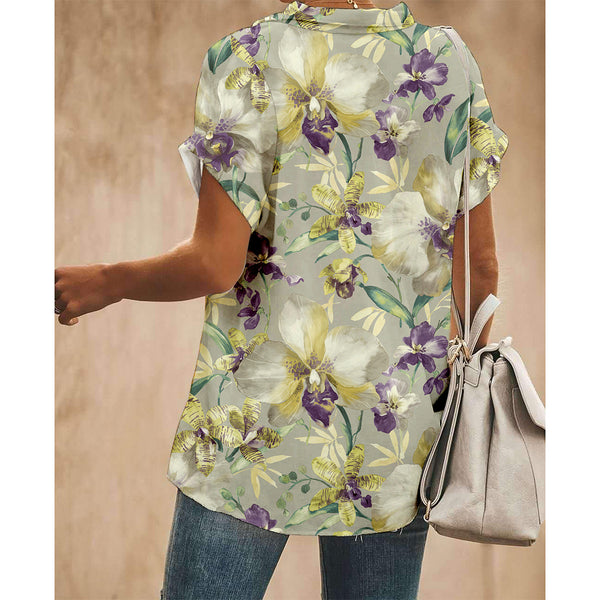 Golden Flowers Women Button Up Shirt