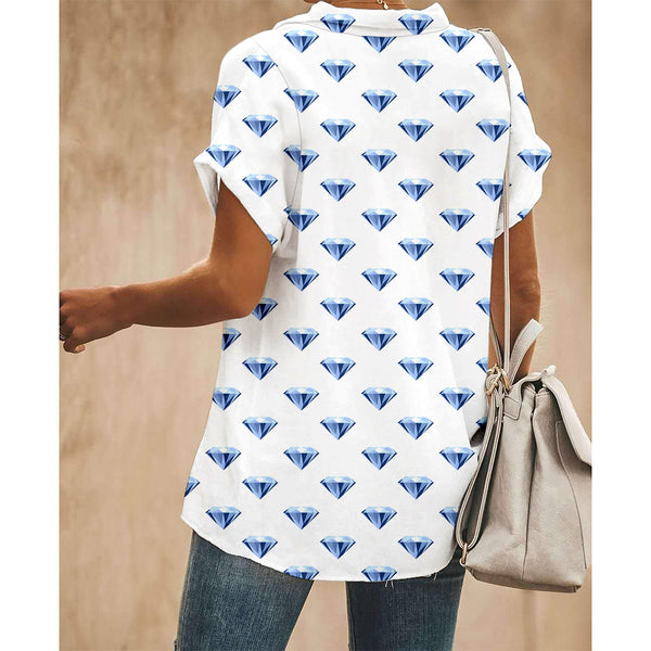 Blue Masonry Women Button Up Shirt