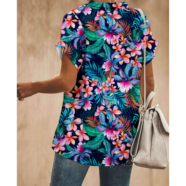 Leaf Floral Women Button Up Shirt