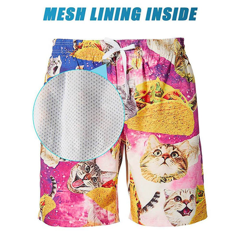 Taco Cat Funny Swim Trunks