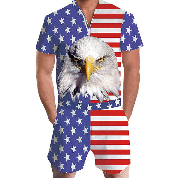 American Flag Eagle Male Romper