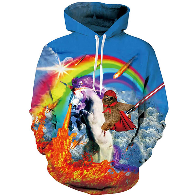 Sloth Riding Unicorn Funny Hoodie