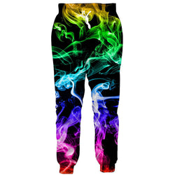 Graphic Colorful Fire Smoke Joggers