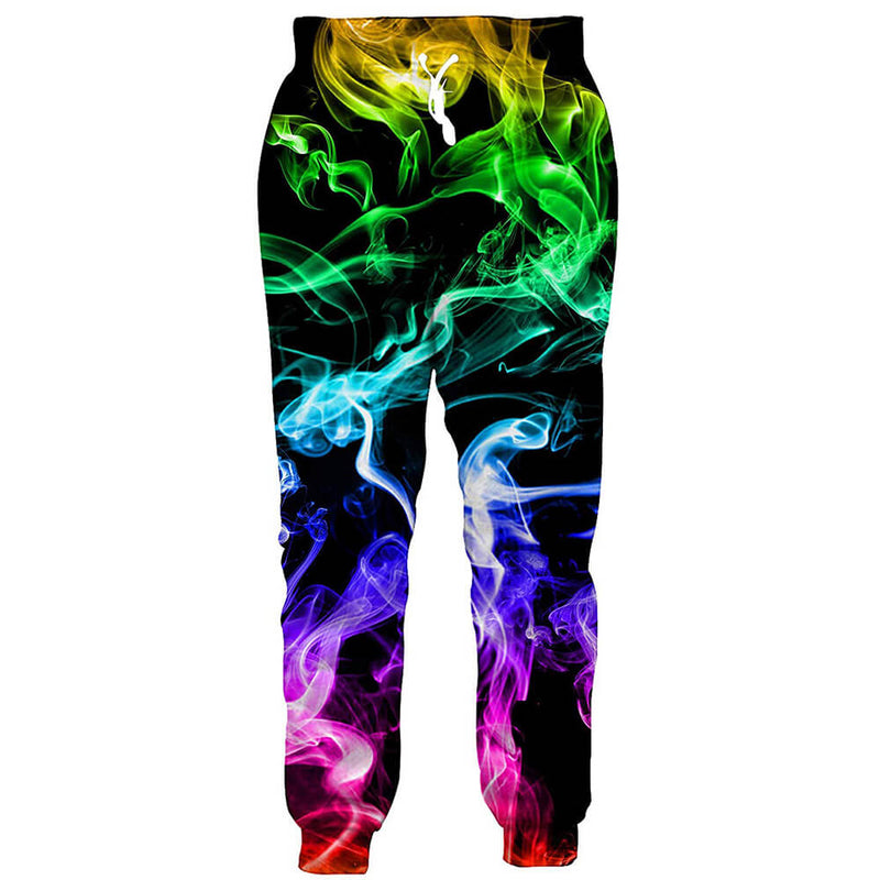 Graphic Colorful Fire Smoke Joggers