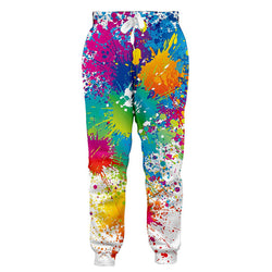 Paint Splatter White Funny Joggers