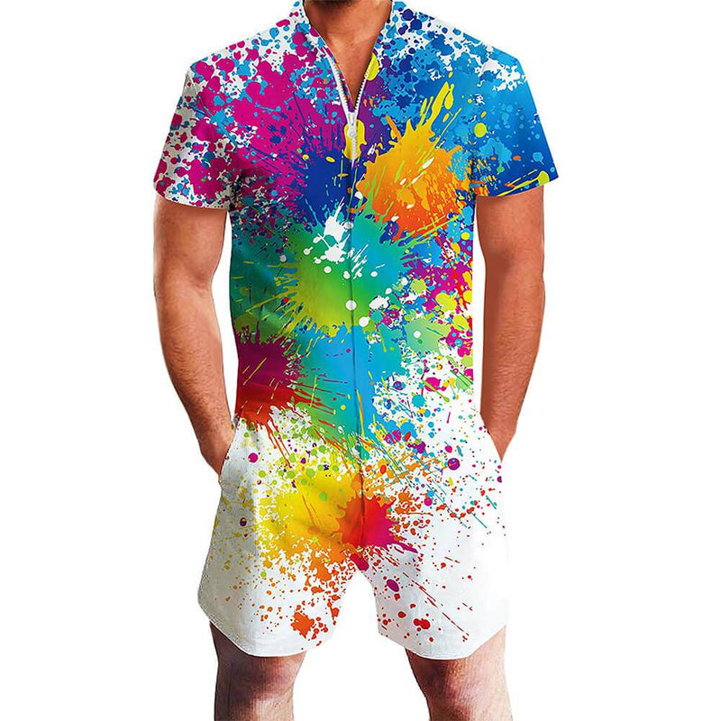 Paint Splatter Funny Male Romper