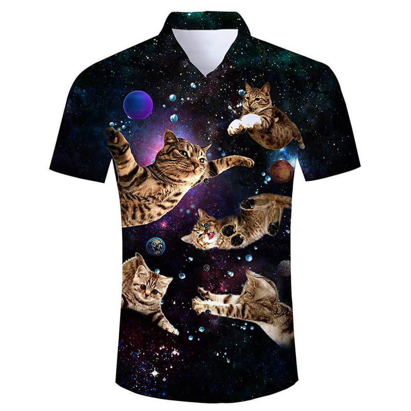 Black Flying Cats Funny Hawaiian Shirt