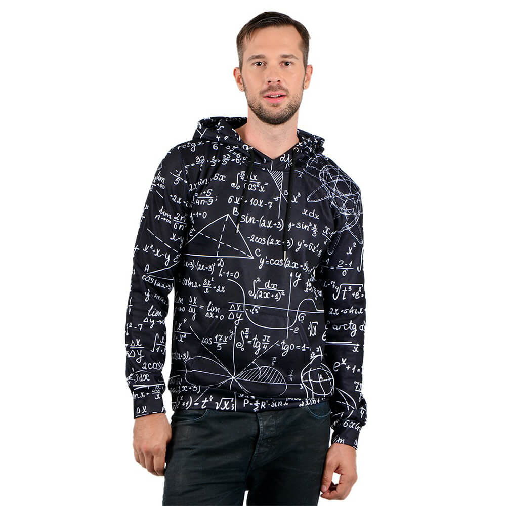 Zwarte hoodie met wiskundige prints
