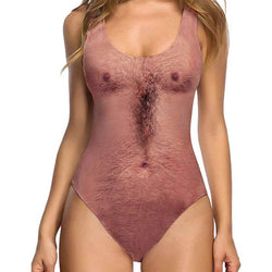 Hairy Chest Funny One Piece Swimsuit