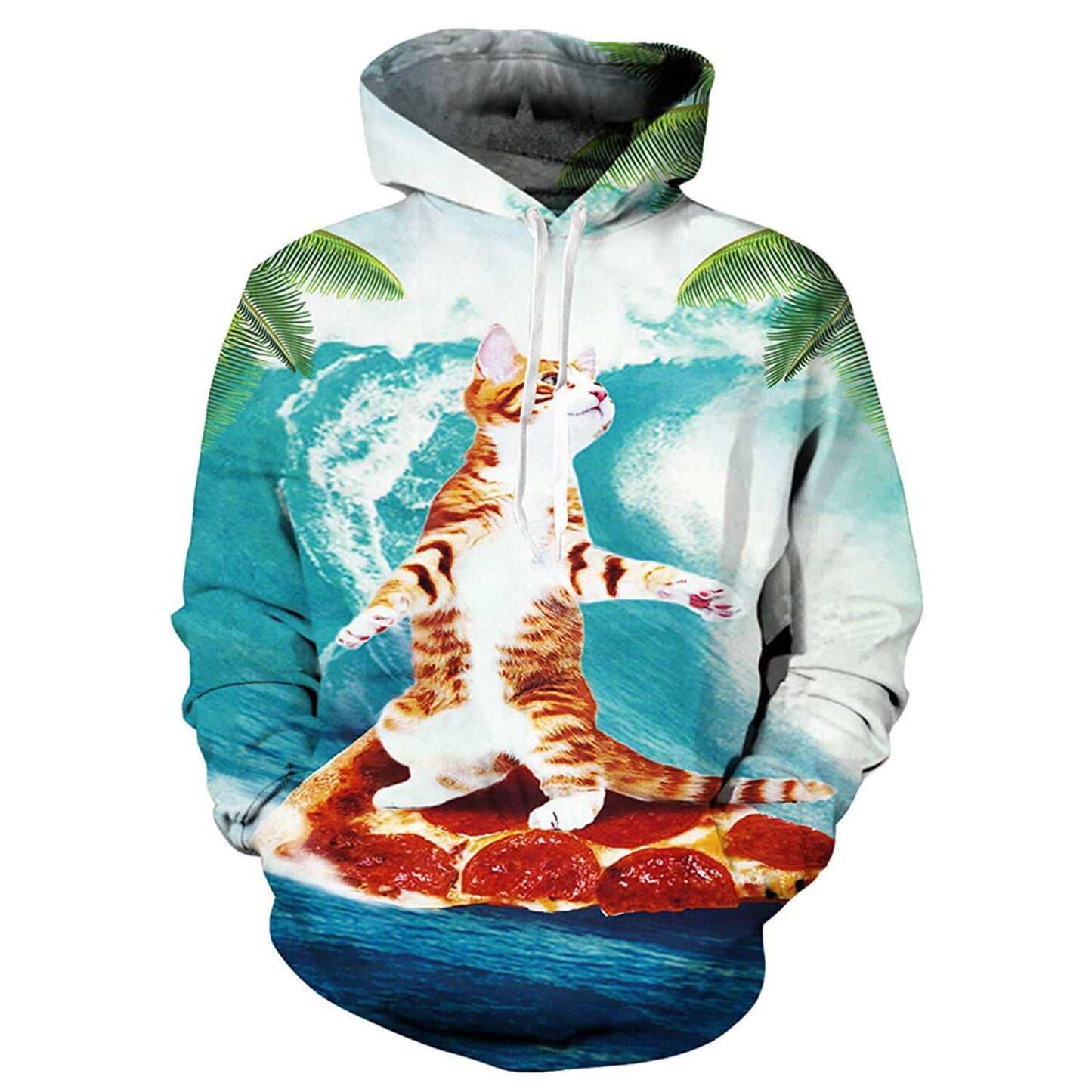 Kat Surfen Pizza Grappige Hoodie