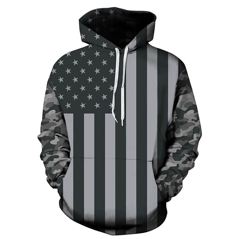 Dark Grey American Flag Hoodie