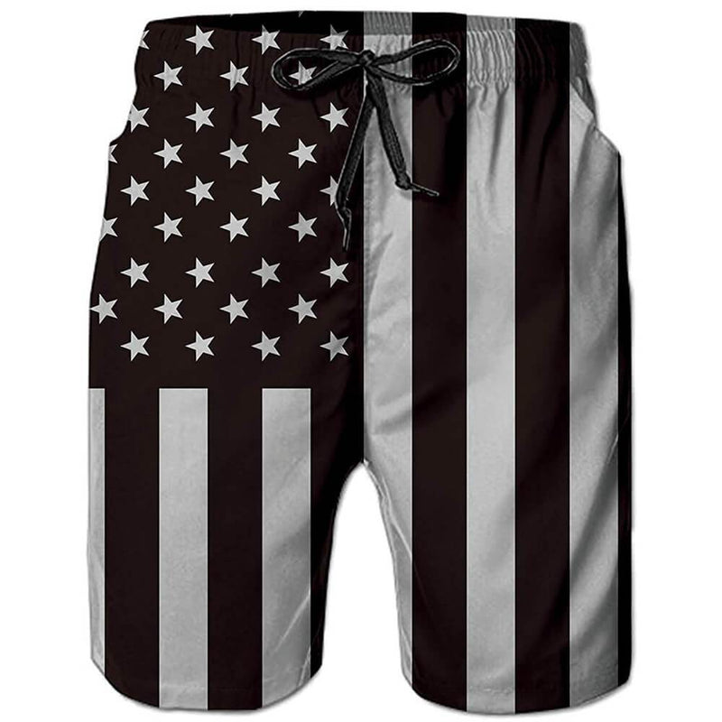 Black American Flag Funny Swim Trunks