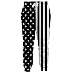 Graphic White Black American Flag Joggers