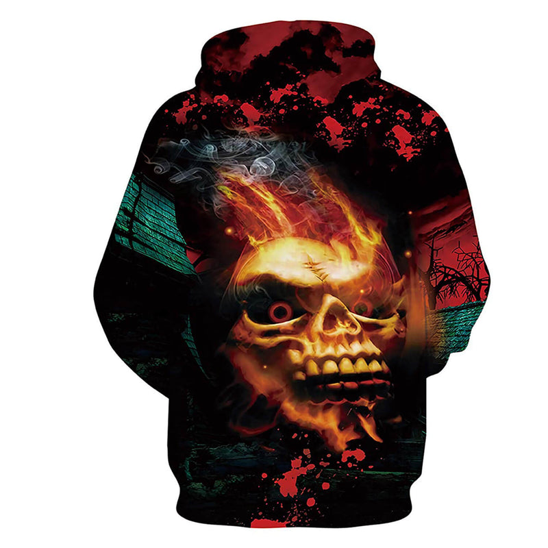 Stylish Fire Skull Hoodie