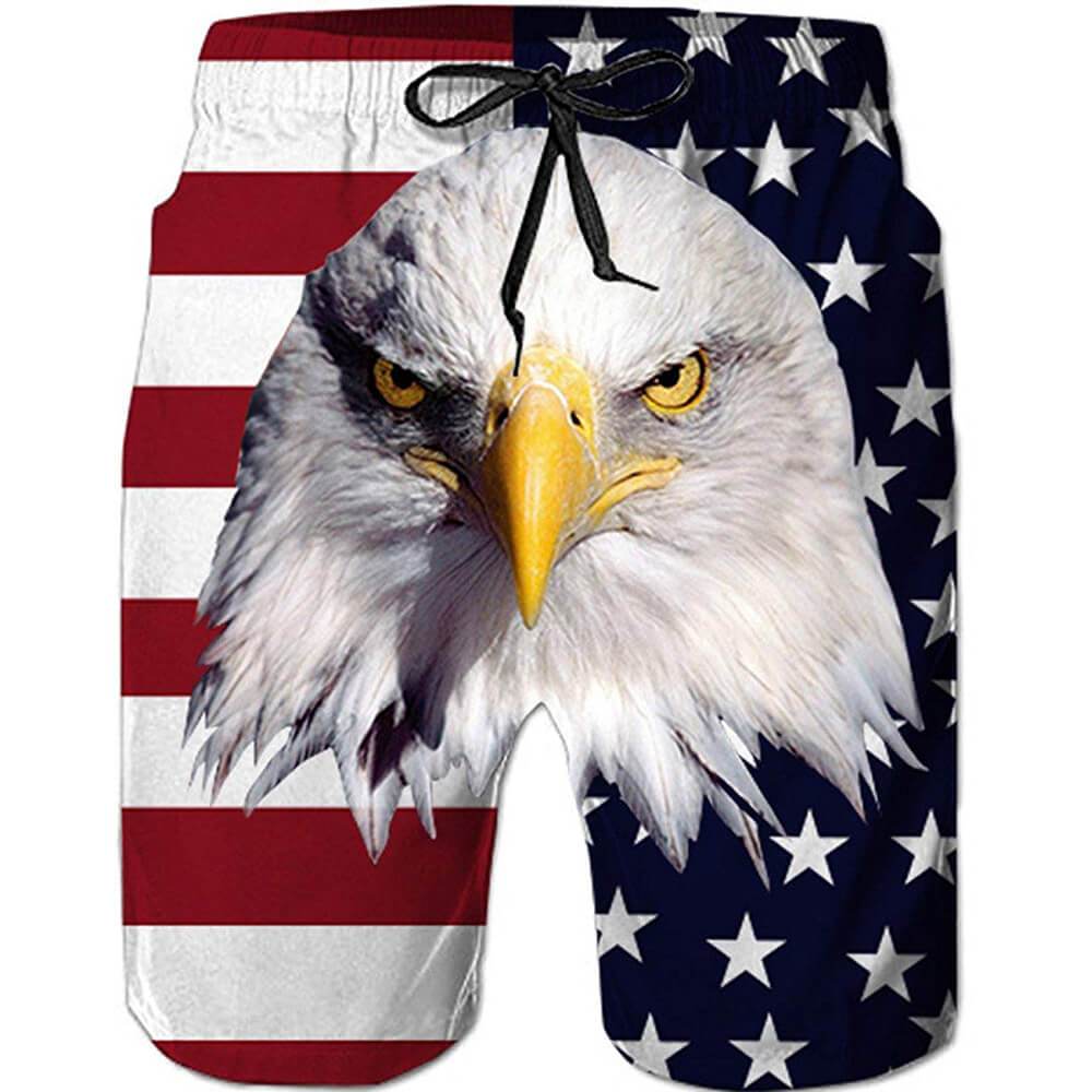 Lustige Badehose mit amerikanischer Flagge und Adler