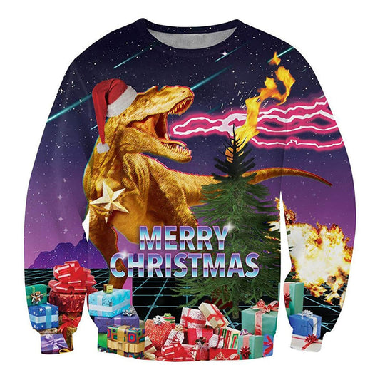 Lustiger hässlicher Weihnachtspullover mit Dinosaurier