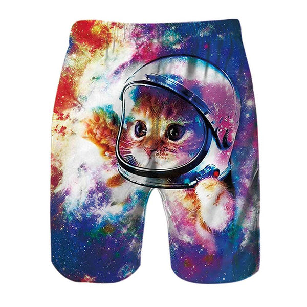 Space Astronaut Cat Funny Swim Trunks