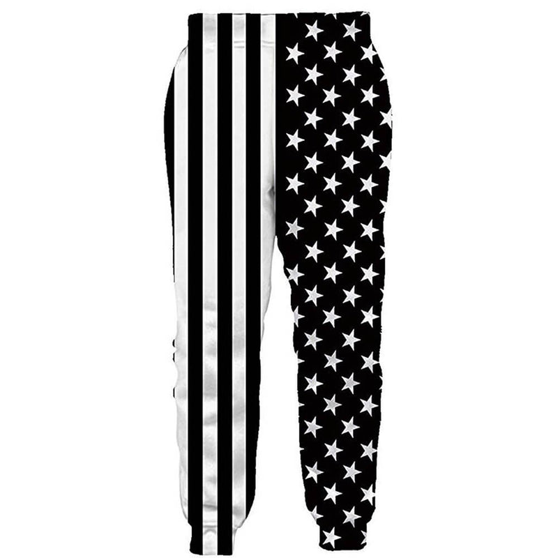 Graphic White Black American Flag Joggers