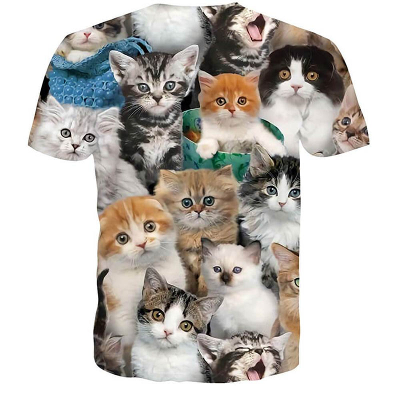 Printed Cats Funny T Shirt
