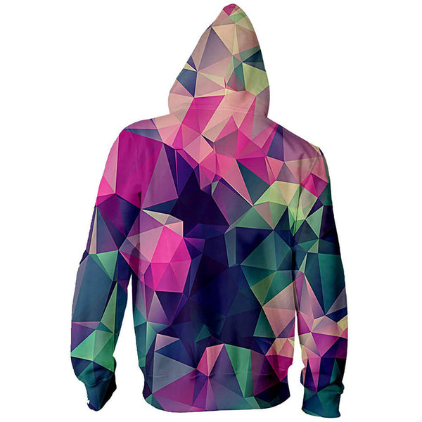 Geometric Diamond Zip Up Hoodie