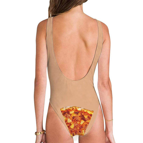 Three Piece Pizza Funny One Piece Bathing Suit