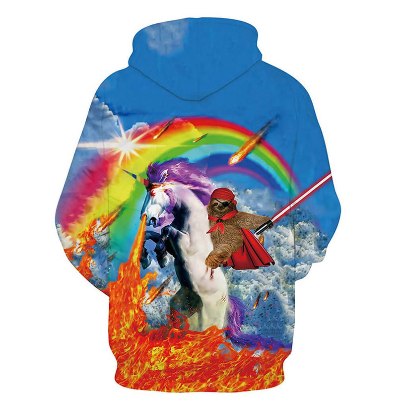 Sloth Riding Unicorn Funny Hoodie