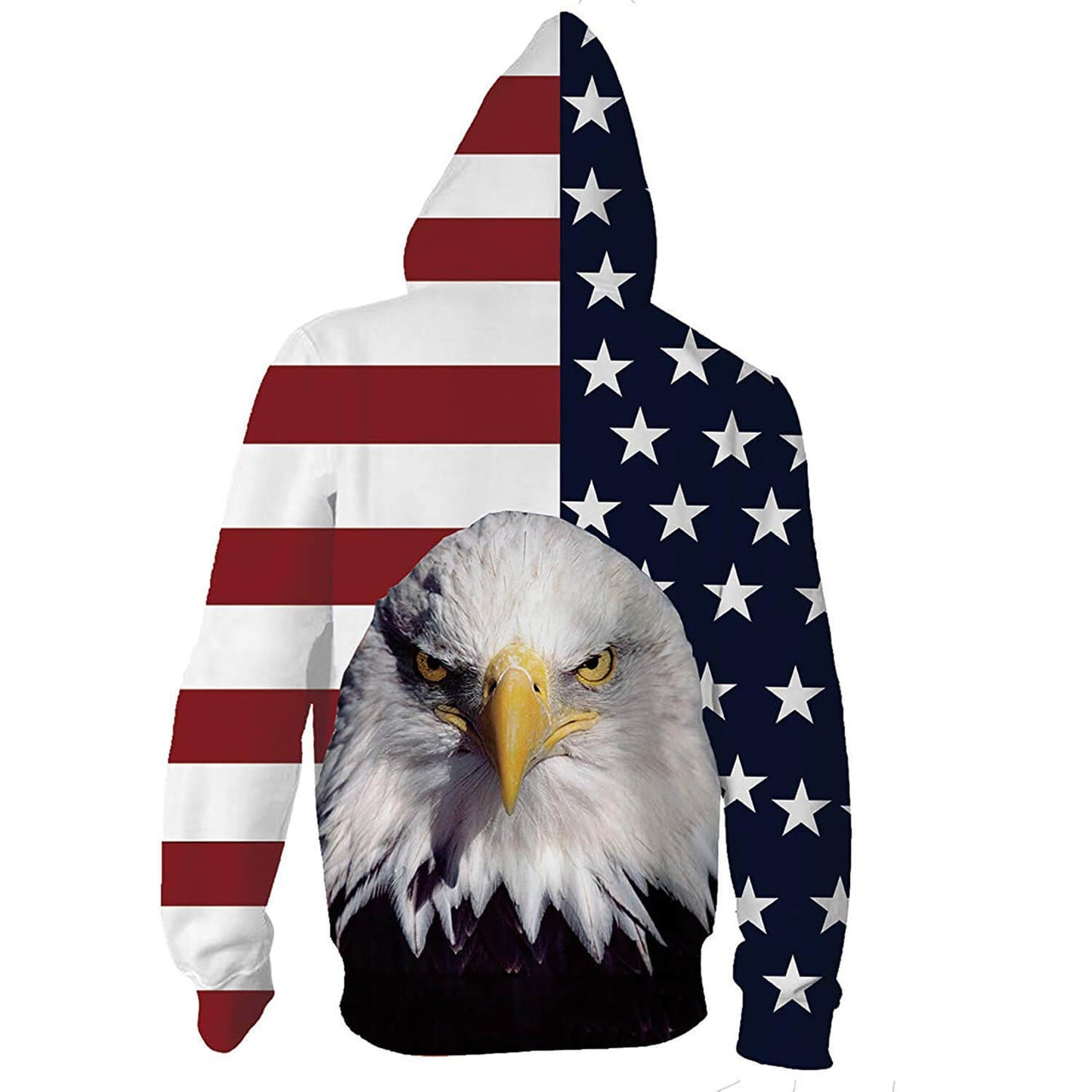 Kapuzenpullover mit amerikanischer Flagge und Adler-Motiv, mit Reißverschluss