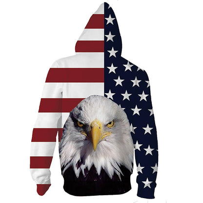 Kapuzenpullover mit amerikanischer Flagge und Adler-Motiv, mit Reißverschluss